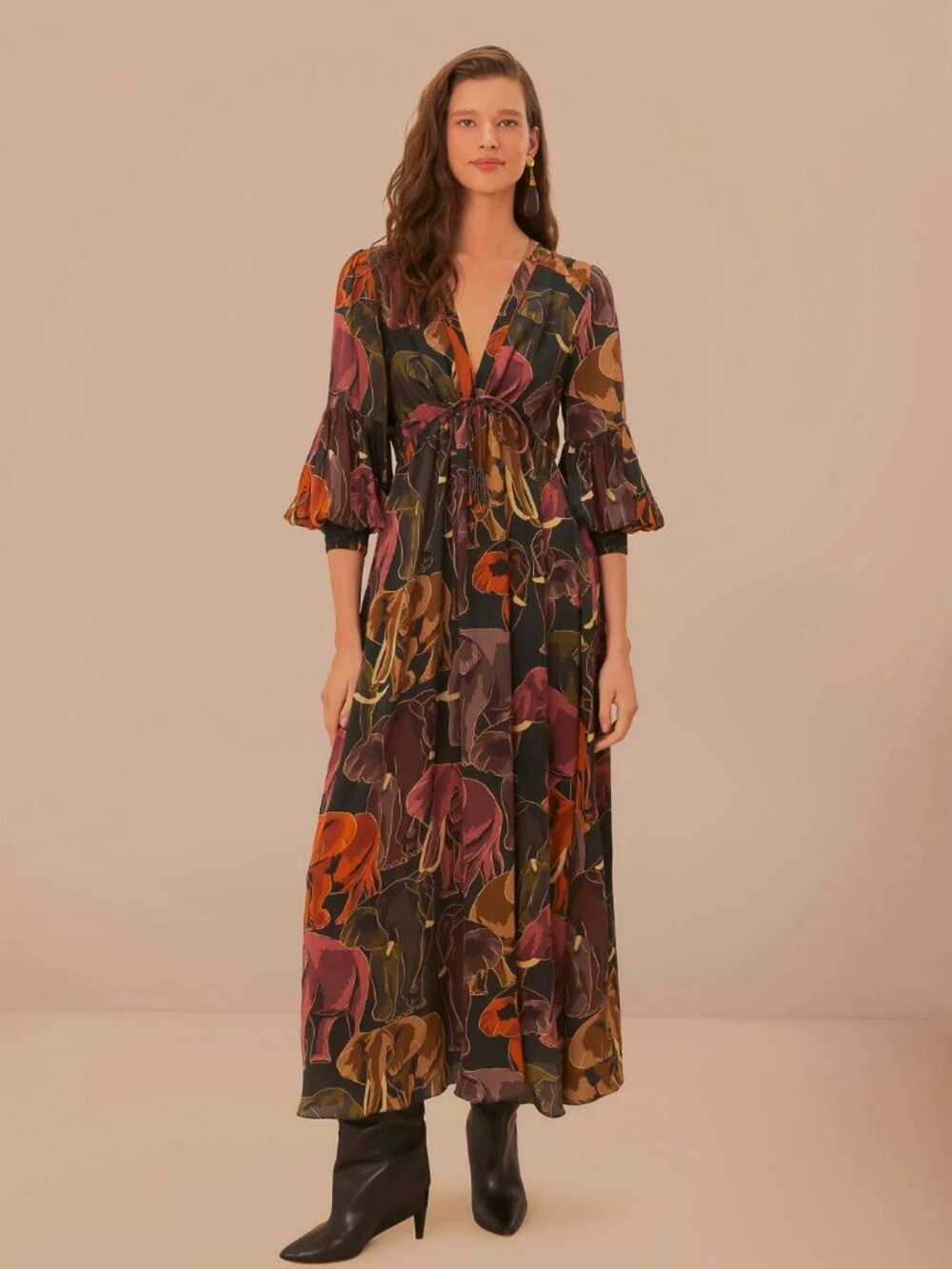 FARM Rio Elephants Green Maxi Dress NWT XL - Picture 3 of 10
